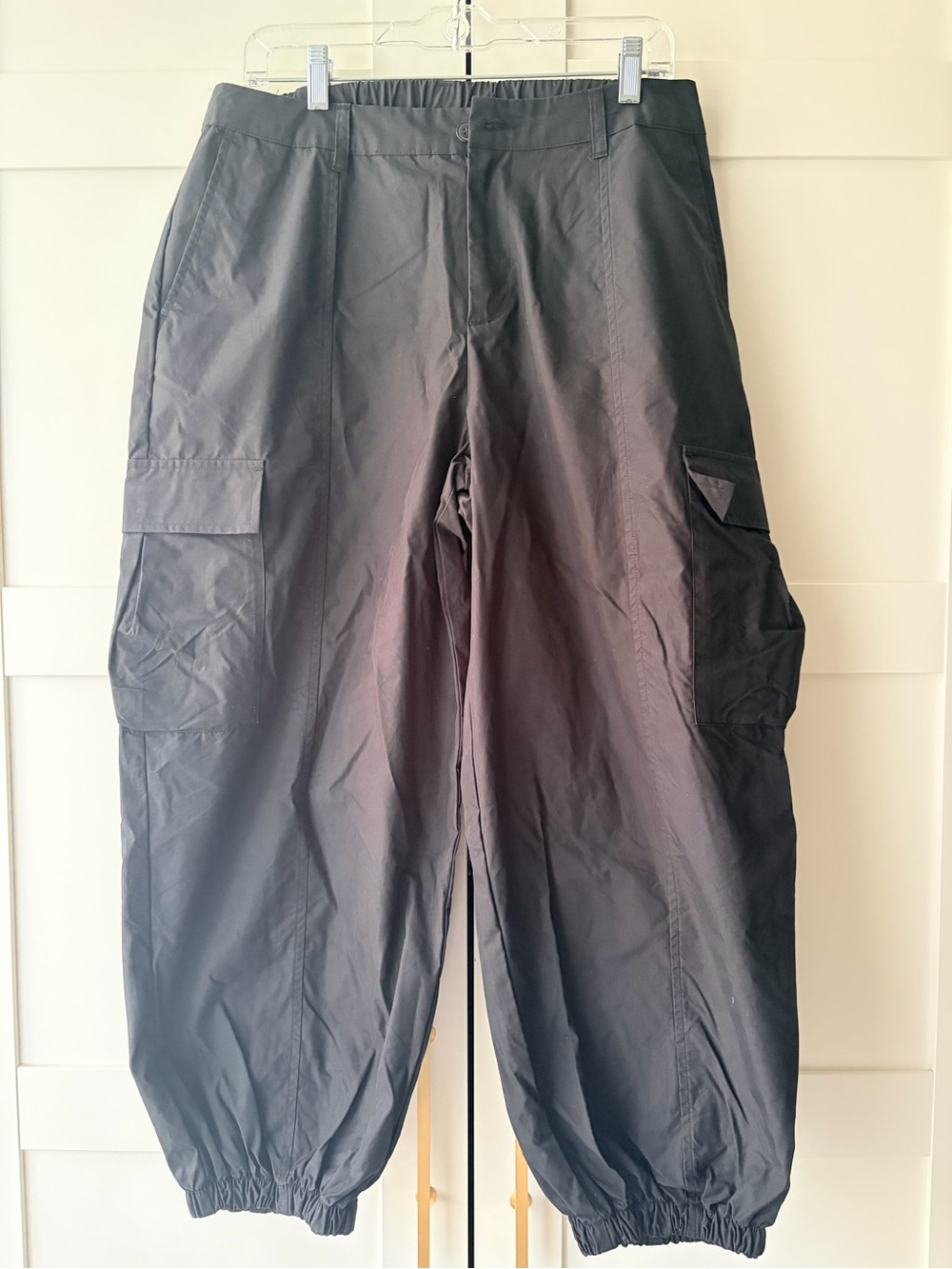 Men's Black Cargo Pants with Elastic Cuffs